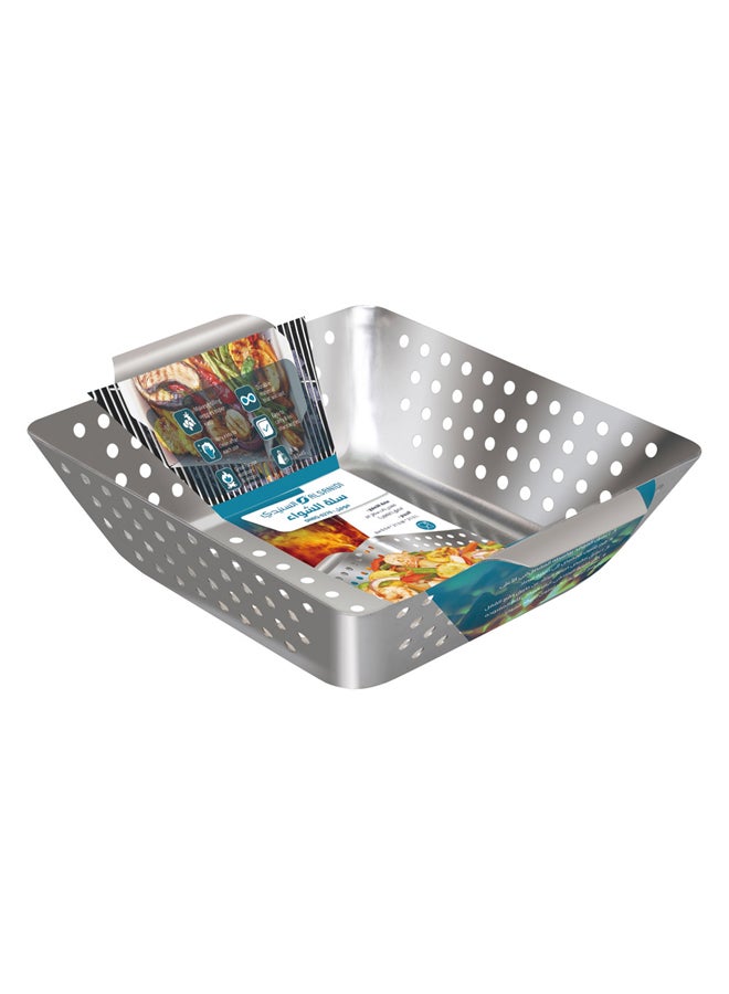 السنيدي سلة شواء غير لاصقة، شبك شواء، فضي، مقاس 21.5* 21.5* 6.5 سم - Image 3