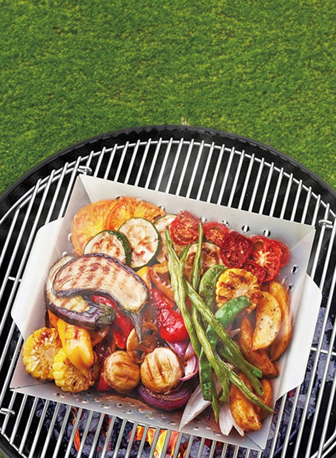 السنيدي سلة شواء غير لاصقة، شبك شواء، فضي، مقاس 21.5* 21.5* 6.5 سم - Image 5