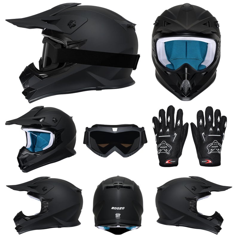Roozo Kids Dirt Bike Helmets Youth Motorcycle Helmet, Kids Motorcycle Full Face Helmet for Off-Road, ATV, UTV, Street Riding with Goggles Gloves, DOT Approved - Image 4