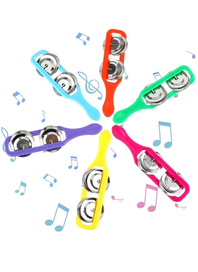 Generic 6 Pieces Cymbals for Kids Bulk Tambourine Cymbals with Plastic Handles Jingle Stick Shaker Rattle Colorful Rattle Musical Instruments Party Noise Makers for Kids Party Supplies  - Image 5