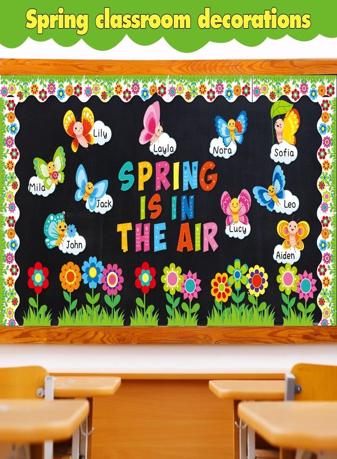 Faccito 98 Pcs Spring Bulletin Board Decorations Set, Spring is in The Air Classroom Decor, Colorful Flower Butterfly Cutouts for Bulletin Board, Seasonal School Nursery Wall Door Teacher Supplies - Image 5