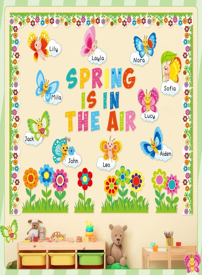 Faccito 98 Pcs Spring Bulletin Board Decorations Set, Spring is in The Air Classroom Decor, Colorful Flower Butterfly Cutouts for Bulletin Board, Seasonal School Nursery Wall Door Teacher Supplies - Image 4