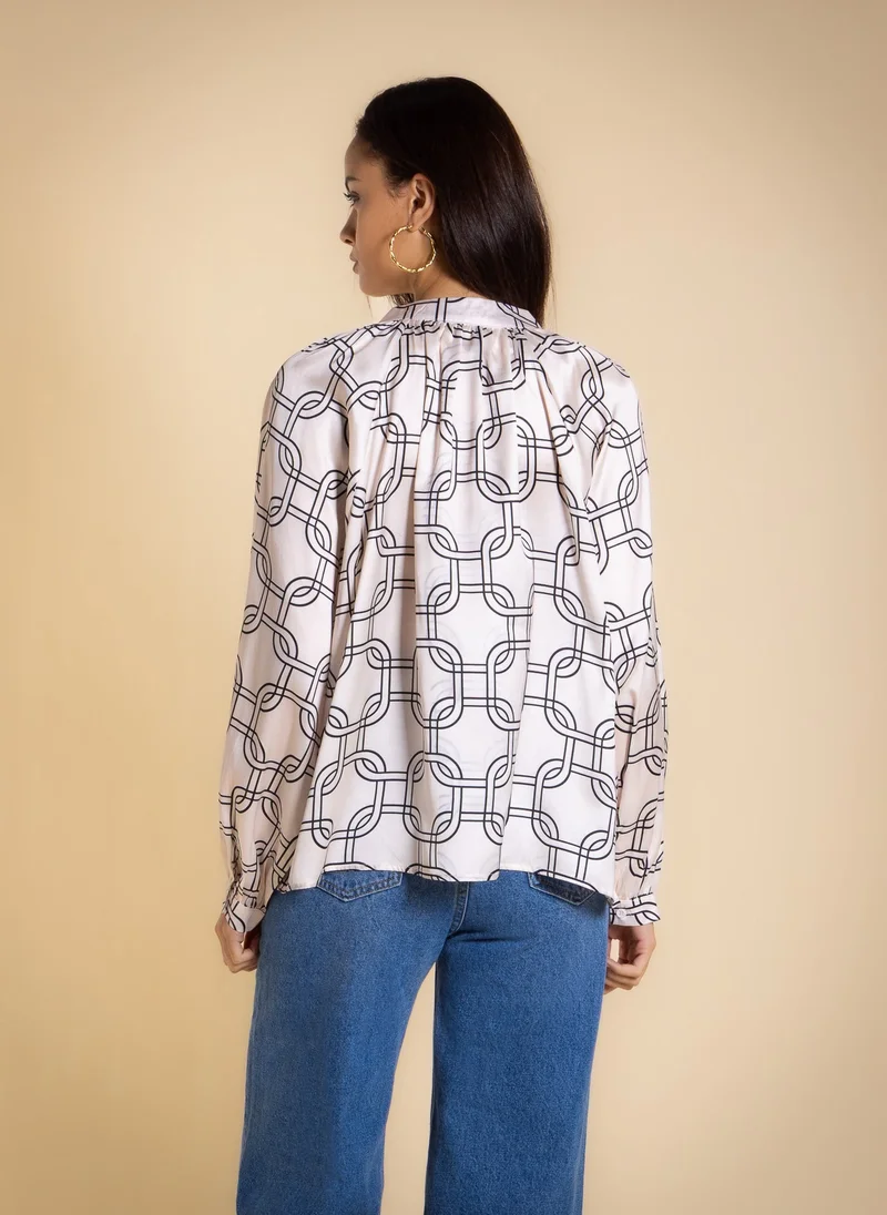 Shapes Beige PRINTED BLOUSE for Women | Best Price UAE