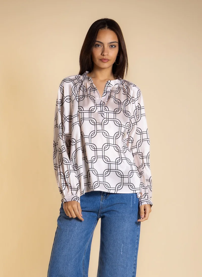 Shapes Beige PRINTED BLOUSE for Women | Best Price UAE