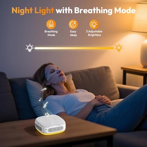 HOMEBEST Portable Sound Machine for Travel, White Noise Sound Machine for Sleeping, 52-Hour Lasting Mini Noise Machine with 21 Quality Non-looping Sounds, Headphone Jack, Memory, Timer for Adults,Hotel (White) - Image 4