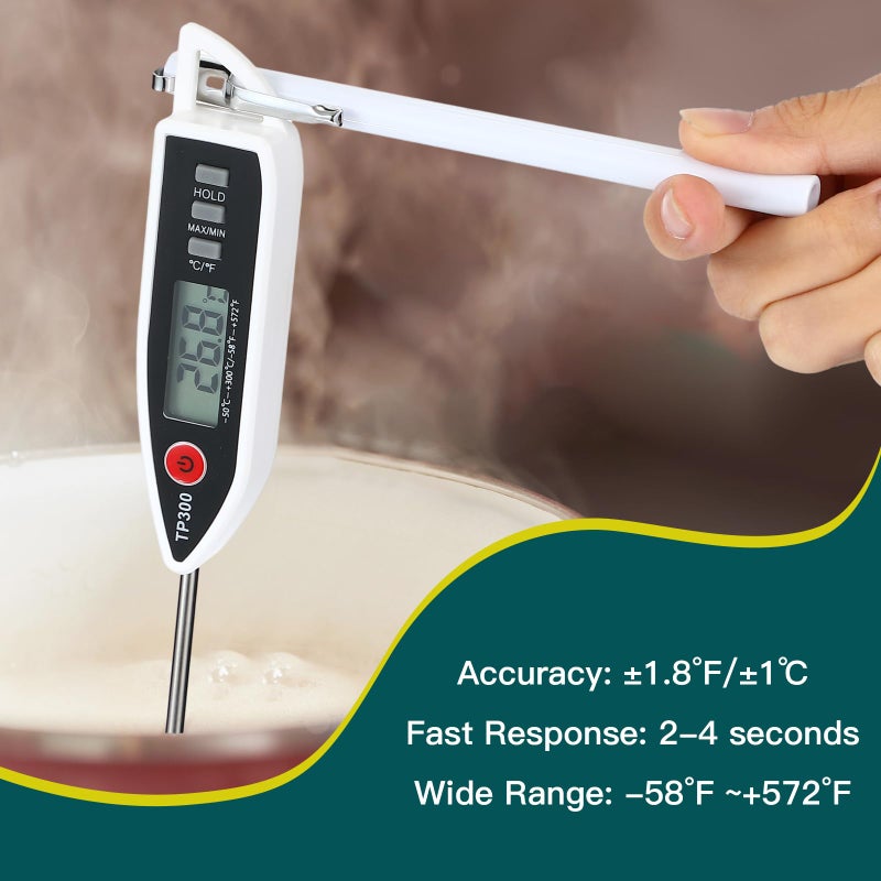 Copkim 6 Set Waterproof Food Thermometer for Water, Liquid, Candle and Cooking Digital Meat Thermometer with Long Probe Instant Read for Kitchen BBQ Grill Candy (White) - Image 4