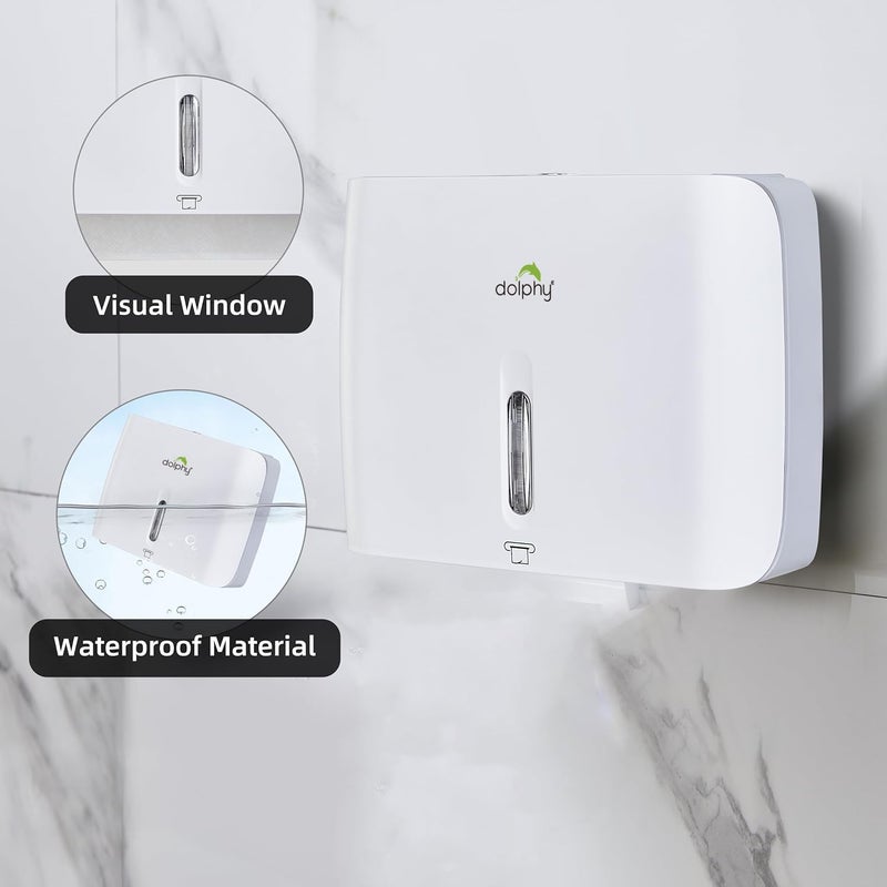 Dolphy Wall Mounted Multifold Mini Hand Towel Paper Dispenser-White - Image 2