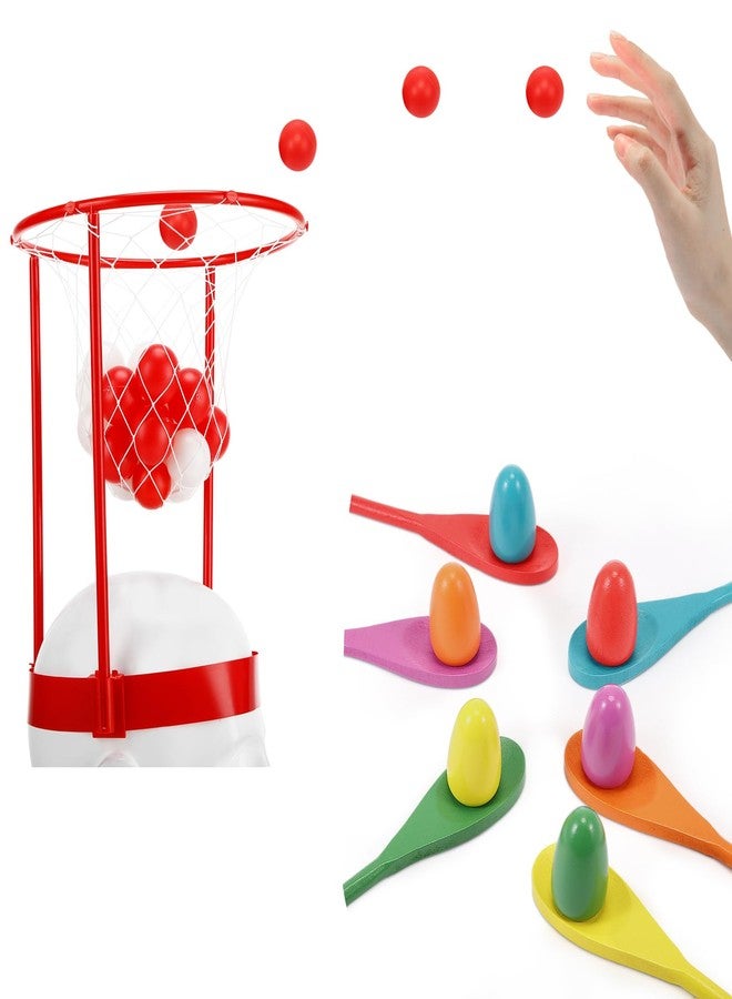 Arrowbash Outdoor Lawn Carnival Games Shaking Swing Balls Game Kit Head Hoop Basketball Party Spoon and Egg Race Games Party for Indoor Outdoor Christmas Easter Favors Gifts Toys - Image 4
