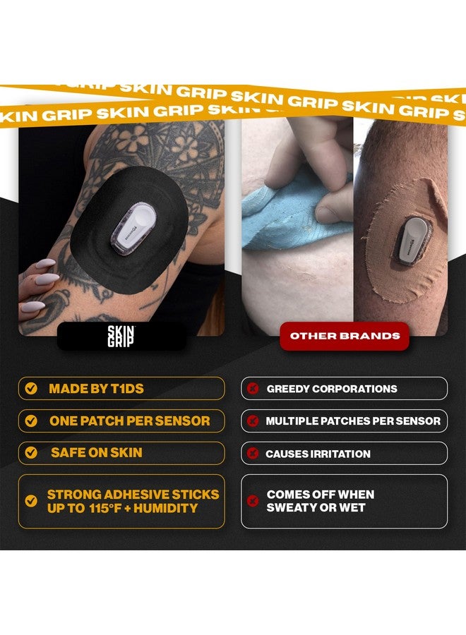 Skin Grip Adhesive Patch Compatible with Dexcom G6 Adhesive Patches Waterproof & Sweatproof with Cutout, Lasts 10-14 Days, Continuous Glucose Monitor Patch, CGM Sensor Cover - 20 Pack, Black - Image 3