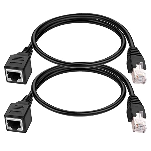 iGreely Ethernet Extension Cable 2Pack Ethernet LAN Male to Female Network Cable RJ45 Cat6 Extension Patch Cable Extender Cord 2FT/60CM - Image 1