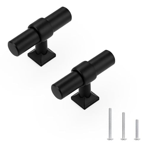 knobelite 30 Pack Matte Black Cabinet Knobs, Single Hole Cabinet Handles for Kitchen Bathroom, Stainless Steel T Bar Knob for Dressers Cabinets - Image 1