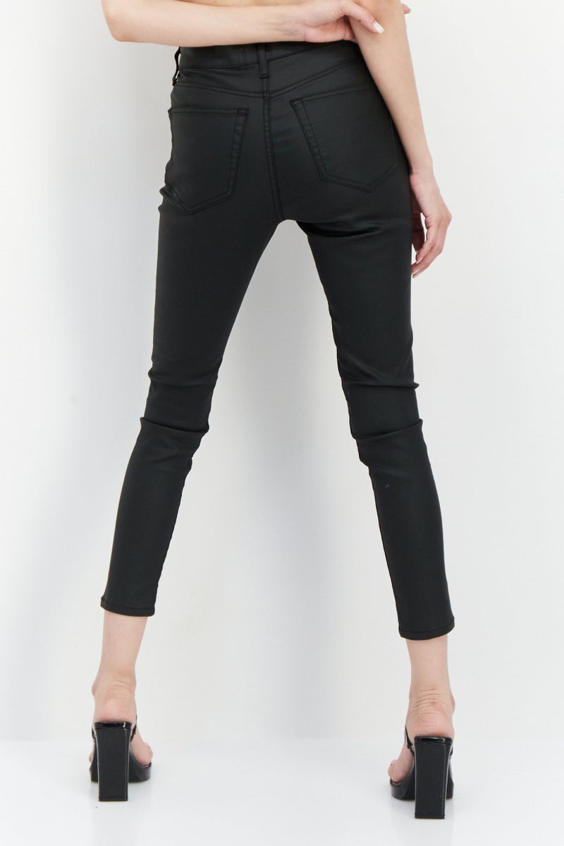 TOPSHOP Women Regular Fit Plain Stretchable Jeans, Black - Image 4