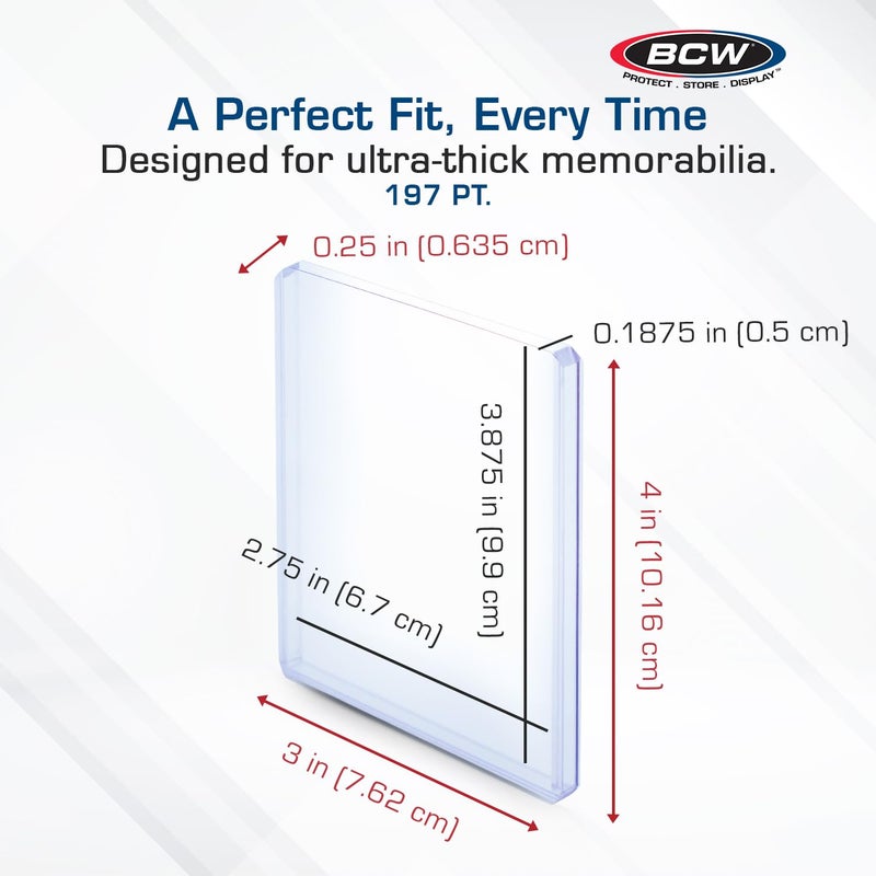 BCW 197 PT. Thick Card Topload Holder - Pack of 10 | Durable Rigid PVC Toploader | Toploaders for Memorabilia, Jersey, Patch, and Relic Cards | Ideal for Collectors and Hobbyists - Image 2