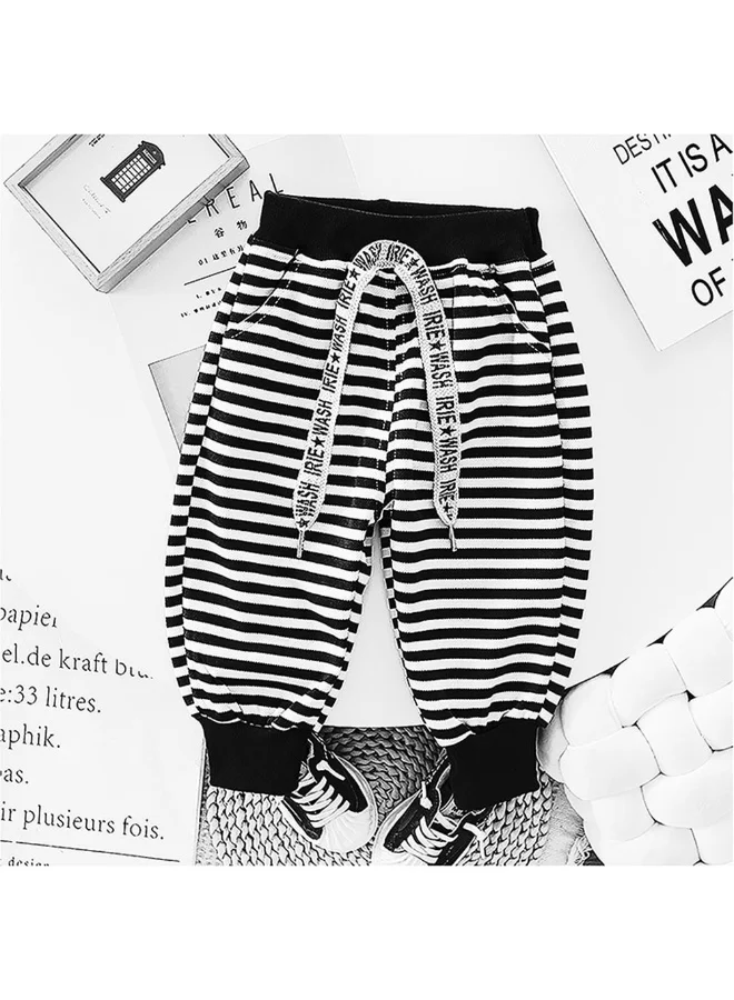 LITTLE SURPRISE BOX 2Pcs Set Black Stripes Doggy Eye Patch Track Suit Set For Toddler And Kids Winter & All Season Wear