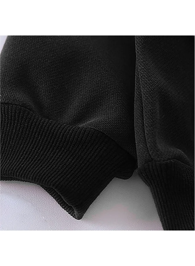 LITTLE SURPRISE BOX 2Pcs Set Black Stripes Doggy Eye Patch Track Suit Set For Toddler And Kids Winter & All Season Wear