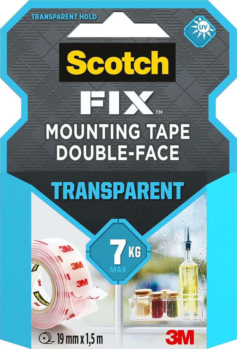 Scotch Mount Transparent Tape 19mm x 1.5m, 1 roll/pack - Image 1