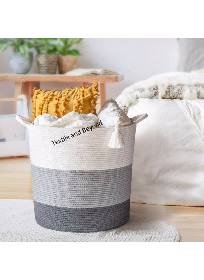 Textile and Beyond Textile and Beyond Boho Home Decor Box Rope Storage Organizer Cotton Basket for Fruits Laundry Toy Gift Hamper Baby Tray Bucket Organizer for Living Room Kitchen Washroom 216 kg  - Image 2