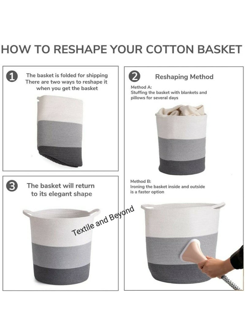 Textile and Beyond Textile and Beyond Boho Home Decor Box Rope Storage Organizer Cotton Basket for Fruits Laundry Toy Gift Hamper Baby Tray Bucket Organizer for Living Room Kitchen Washroom 216 kg  - Image 5