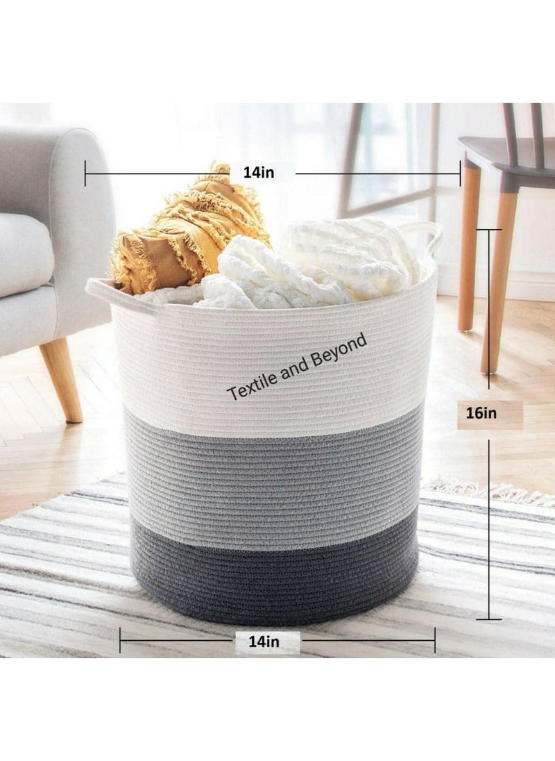 Textile and Beyond Textile and Beyond Boho Home Decor Box Rope Storage Organizer Cotton Basket for Fruits Laundry Toy Gift Hamper Baby Tray Bucket Organizer for Living Room Kitchen Washroom 216 kg  - Image 3