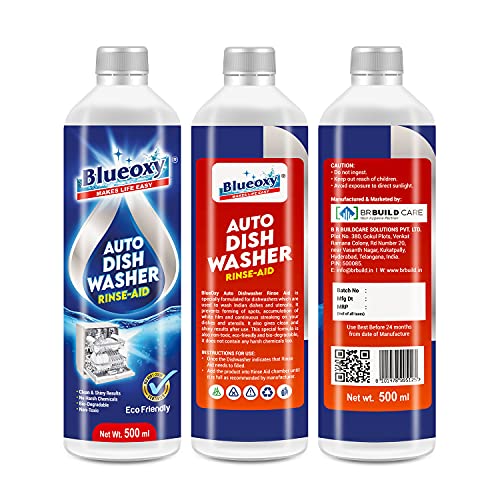 BLUEOXY Auto Dishwasher Rinse Aid Liquid for Dishwasher Machine | Power Dry | Rinse aid for Dishwasher | Quick Shine & Fast Drying Action | Ecological Formulation | 500 ML | QTY 1 - Image 5