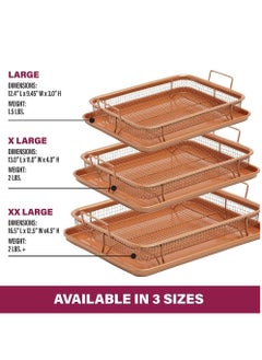 GOTHAM STEEL Gotham Steel Air Fryer Basket for Convection Oven, 2 Piece Nonstick Copper Crisper Tray, Also Great for Baking & Crispy Foods, Dishwasher Safe – XXL 16.5” x 12.5”  - Image 2