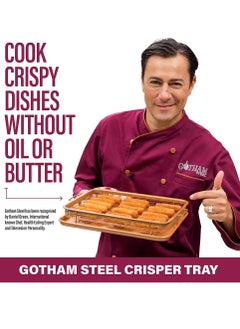 GOTHAM STEEL Gotham Steel Air Fryer Basket for Convection Oven, 2 Piece Nonstick Copper Crisper Tray, Also Great for Baking & Crispy Foods, Dishwasher Safe – XXL 16.5” x 12.5”  - Image 4