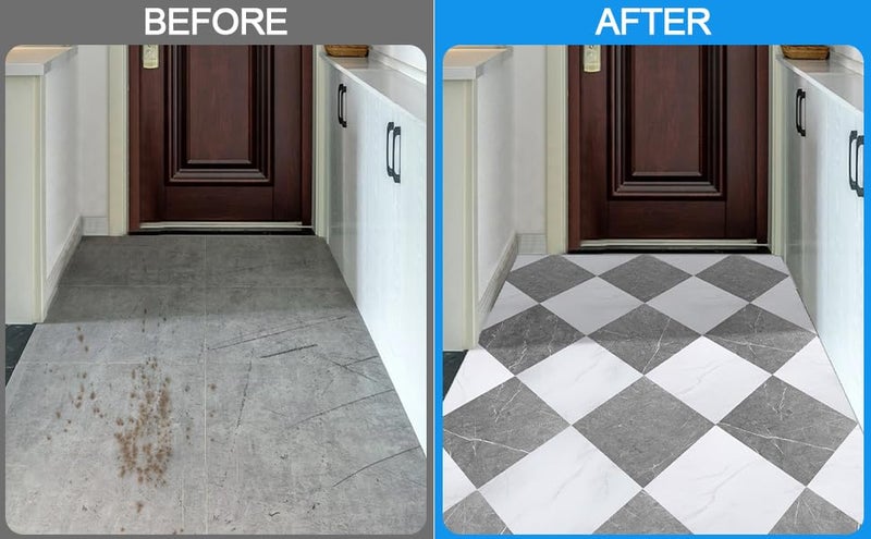 Tottist 30-Pack 12x12 Inch Peel and Stick Vinyl Floor Tiles, Self Adhesive Waterproof Flooring Planks for Kitchen, Dining Room,Bathroom,Vestibule, Cover 30 Sq. Ft(Grey/White Marble,15 Tiles Per Color) - Image 2