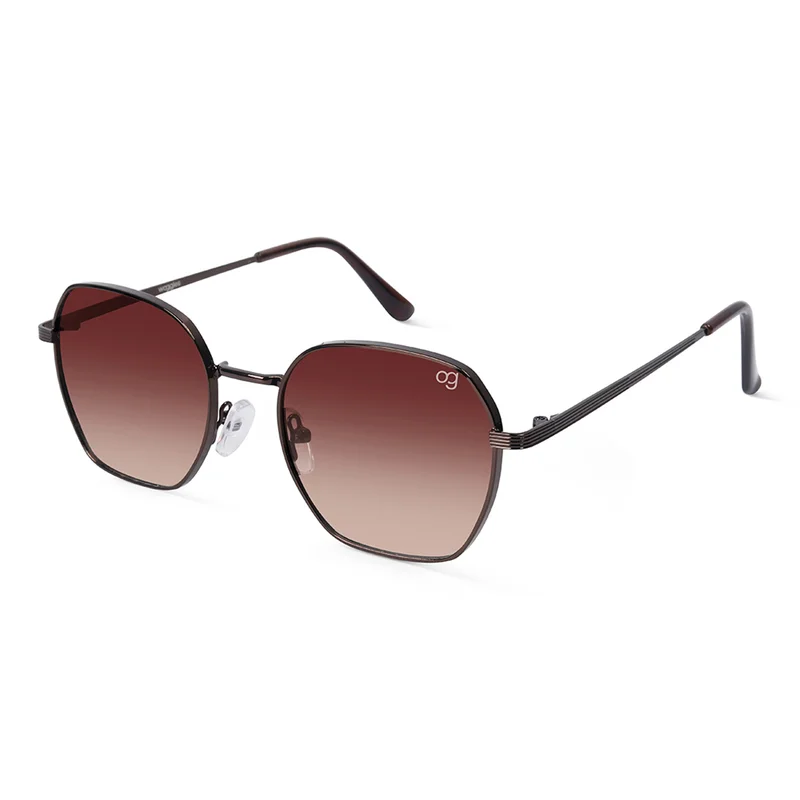 Woggles UV- Protected  copper Hexagonal Sunglasses