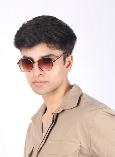 ووجلز نظارة شمسية نحاسية سداسية بحماية من الأشعة فوق البنفسجية