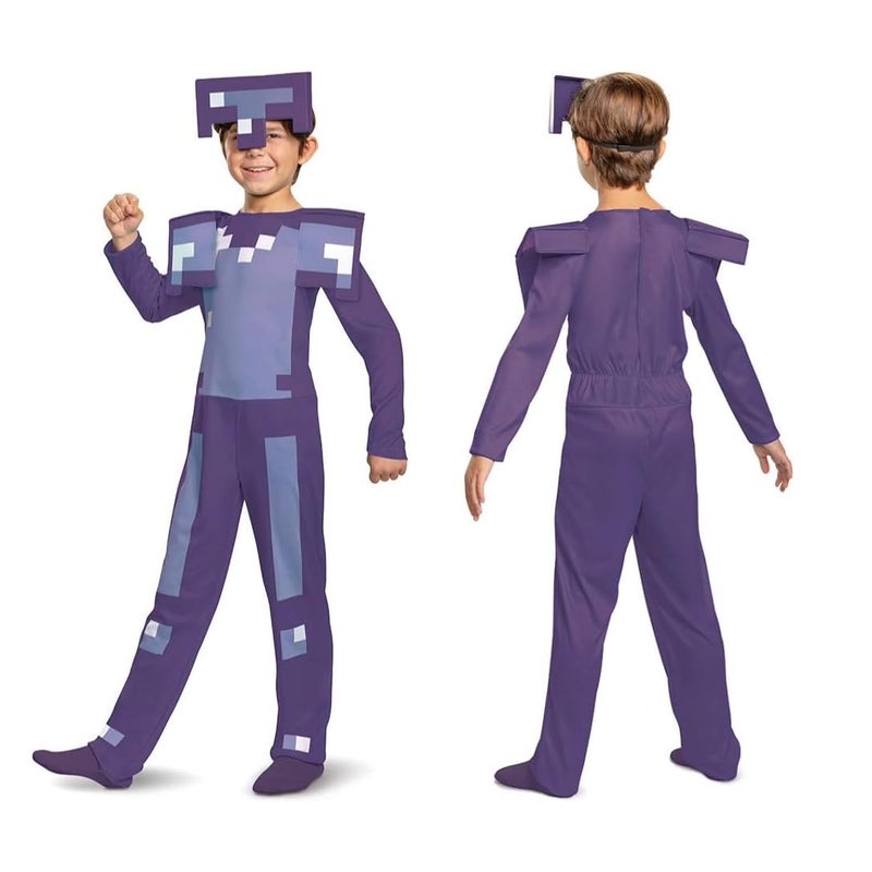 Disguise Minecraft Costume, Enchanted Diamond Armor Outfit for Kids, Minecraft Costume Halloween Multicolored, Medium (7-8) - Image 1