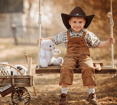 Jastore Kids Girls Boys Western Cowboy Cowgirl Hat with Buckle Belt Felt Fedora Hat (Pink, 4-12 Years) - Image 5