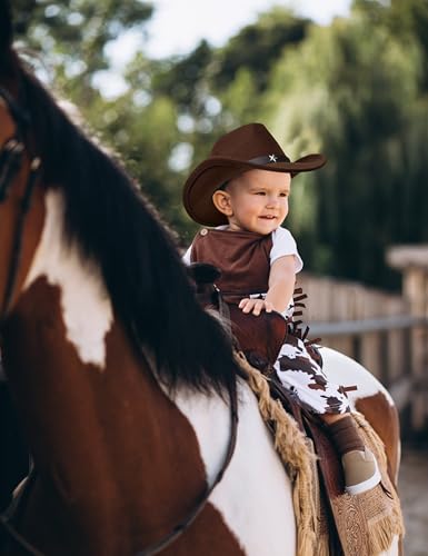 Jastore Kids Girls Boys Western Cowboy Cowgirl Hat with Buckle Belt Felt Fedora Hat (Pink, 4-12 Years) - Image 3