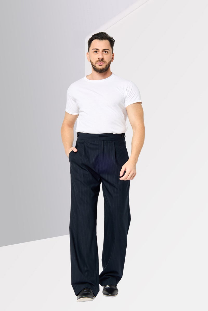 GANT Men Regular Fit Stripe Dress Pants, Navy  - Image 4