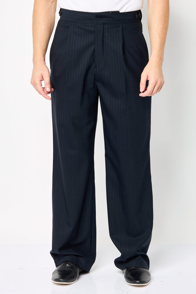 GANT Men Regular Fit Stripe Dress Pants, Navy  - Image 1