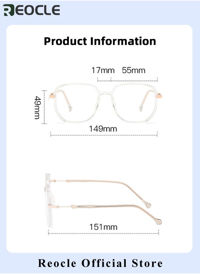 REOCLE - Women's Progressive Multifocus Reading Glasses Spring Hinge Blue Light Blocking Glasses Large Square Reading Glasses - Image 1
