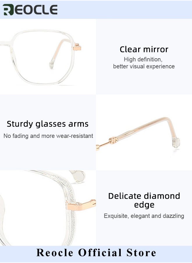 REOCLE - Women's Progressive Multifocus Reading Glasses Spring Hinge Blue Light Blocking Glasses Large Square Reading Glasses - Image 1