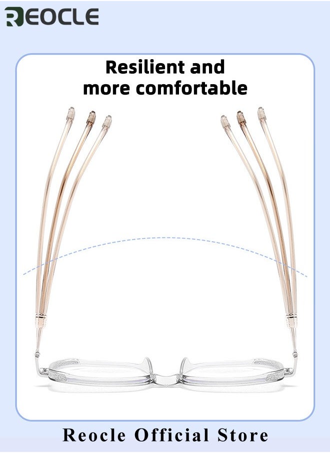 REOCLE - Women's Progressive Multifocus Reading Glasses Spring Hinge Blue Light Blocking Glasses Large Square Reading Glasses - Image 1