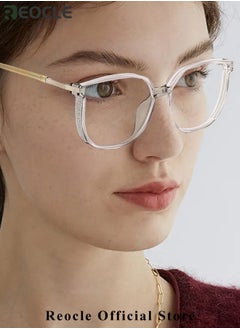 REOCLE Women's Progressive Multifocus Reading Glasses Spring Hinge Blue Light Blocking Glasses Large Square Reading Glasses  - Image 2