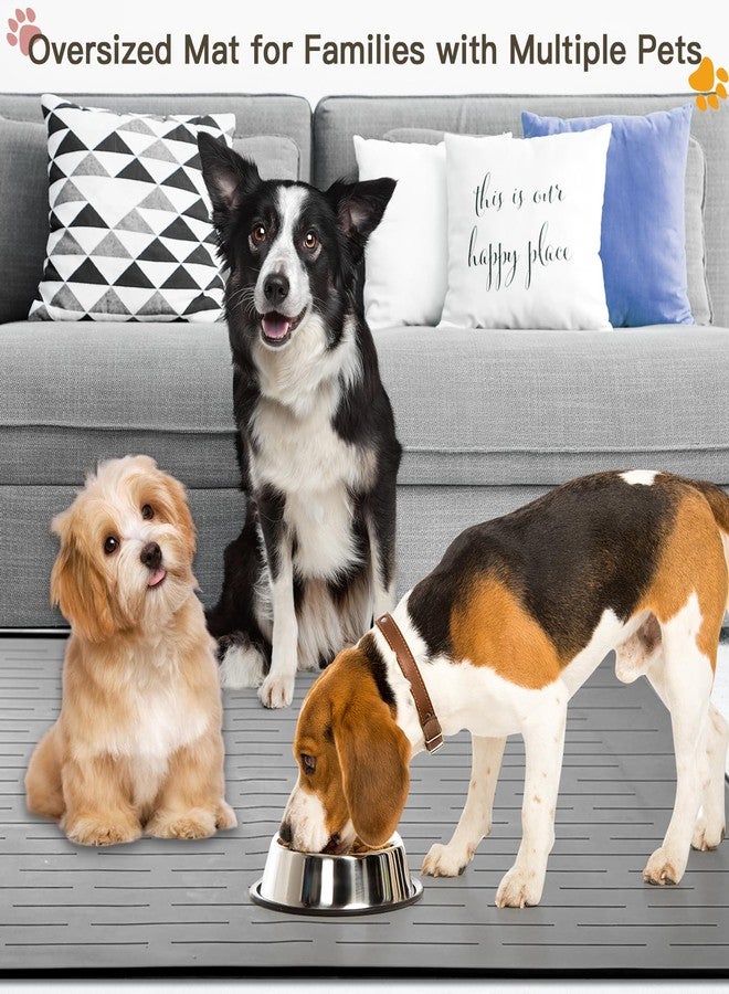 Goldleaf Largest Dog Food Mat, 39.5"x29.5" Silicone Dog and Cat Mat for Food and Water Bowls, Thinken Waterproof Non-Slip XXXL Pet Feeding Mat for Floors (Dark Gray) - Image 3
