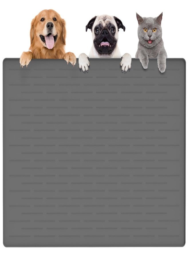 Goldleaf Largest Dog Food Mat, 39.5"x29.5" Silicone Dog and Cat Mat for Food and Water Bowls, Thinken Waterproof Non-Slip XXXL Pet Feeding Mat for Floors (Dark Gray) - Image 1
