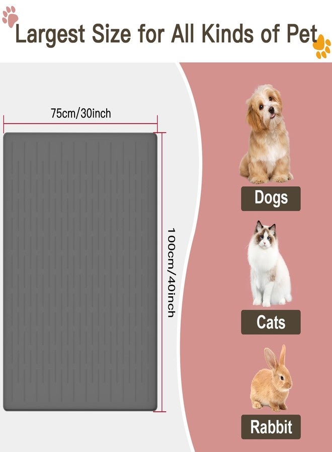 Goldleaf Largest Dog Food Mat, 39.5"x29.5" Silicone Dog and Cat Mat for Food and Water Bowls, Thinken Waterproof Non-Slip XXXL Pet Feeding Mat for Floors (Dark Gray) - Image 2