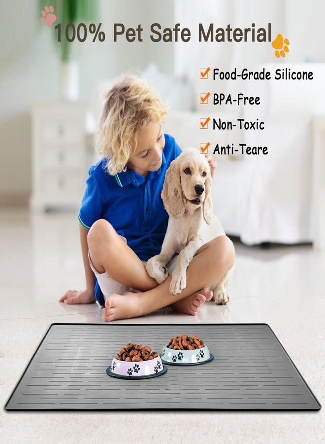 Goldleaf Largest Dog Food Mat, 39.5"x29.5" Silicone Dog and Cat Mat for Food and Water Bowls, Thinken Waterproof Non-Slip XXXL Pet Feeding Mat for Floors (Dark Gray) - Image 4