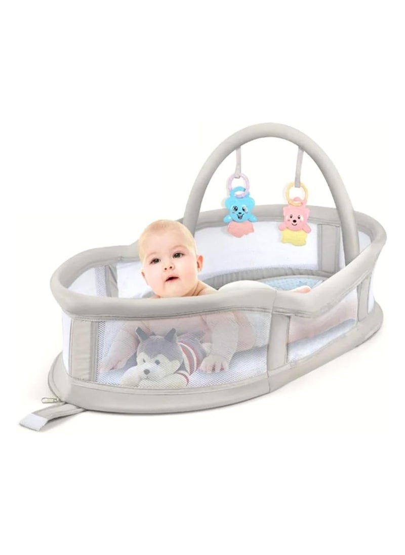 Generic Baby sleeping Bassinet, Baby Sleeping Basket, Foldable Crib Baby Natural Cotton Polyester Fabric Bed Basket (1 Months to 12 Month) (GREY)  - Image 2