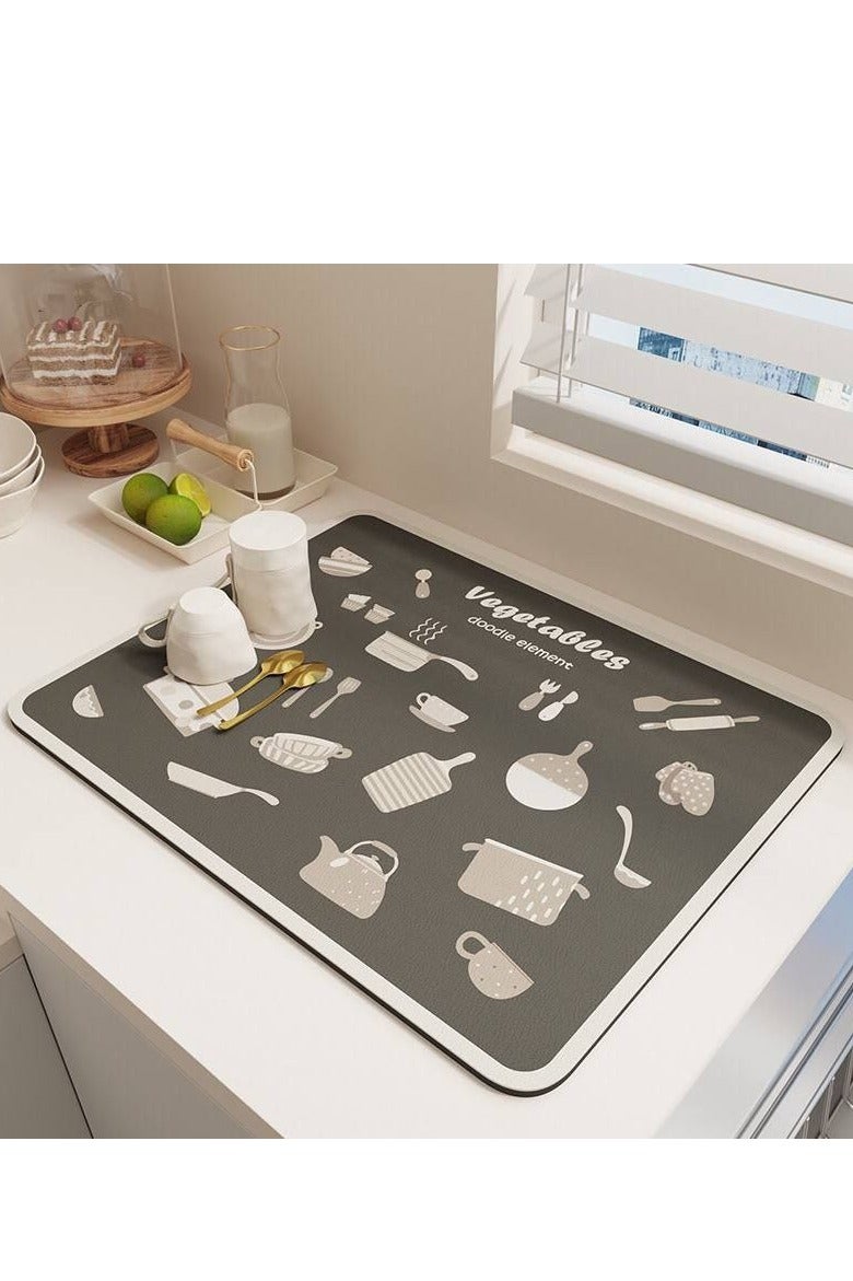 مفرش تجفيف الأطباق فائق الامتصاص ألوان ورسومات عشوائية 30*40 سم - Image 1