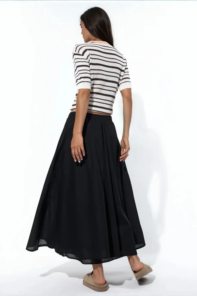 BUSEM High-Waist A-Line Midi Skirt
