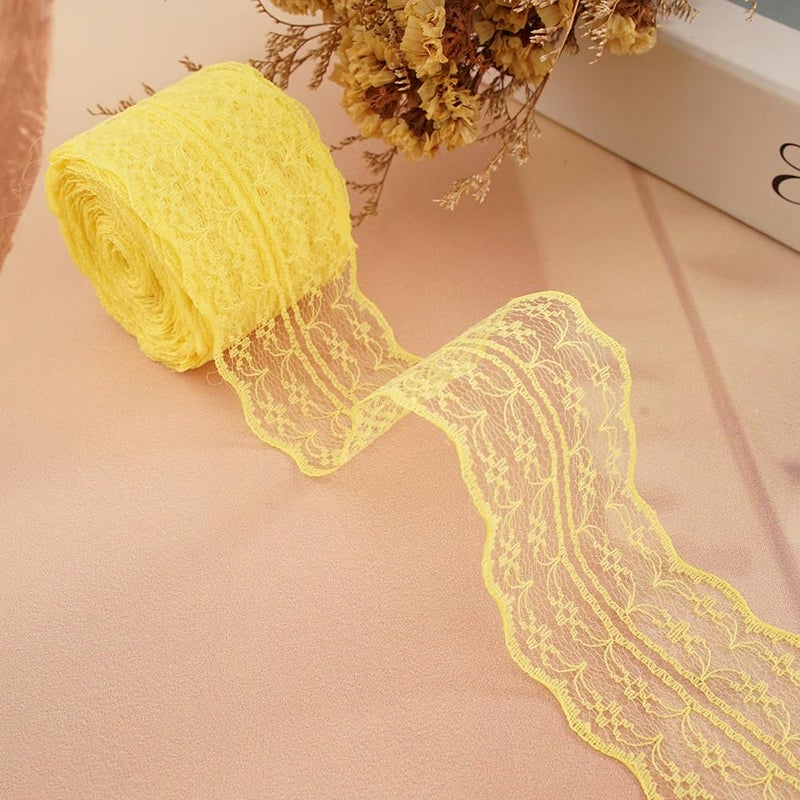 Litchi 45 Yards Yellow Lace Trim Ribbon Roll Lace Fabric for SewingBaby ShowerBirthdayBridal Shower Wedding DecorationGift PackagingBouquetParty Decorations18 inch Width - Image 3