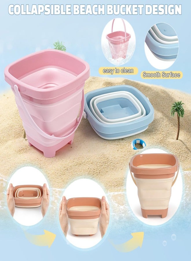 Dreamon Beach Toys Set for Kids 3-10, Collapsible Sand Buckets with Beach Molds and Mesh Bag, 3 Pack Shovels Set Sand Toys for Beach, Sandbox Travel Toys for Toddlers Kids - Image 3