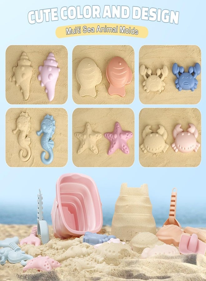 Dreamon Beach Toys Set for Kids 3-10, Collapsible Sand Buckets with Beach Molds and Mesh Bag, 3 Pack Shovels Set Sand Toys for Beach, Sandbox Travel Toys for Toddlers Kids - Image 4