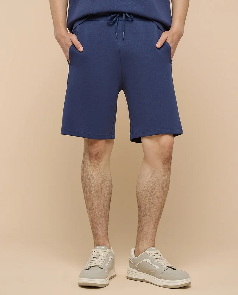 أر أند بي Solid Shorts with Drawstring Waist