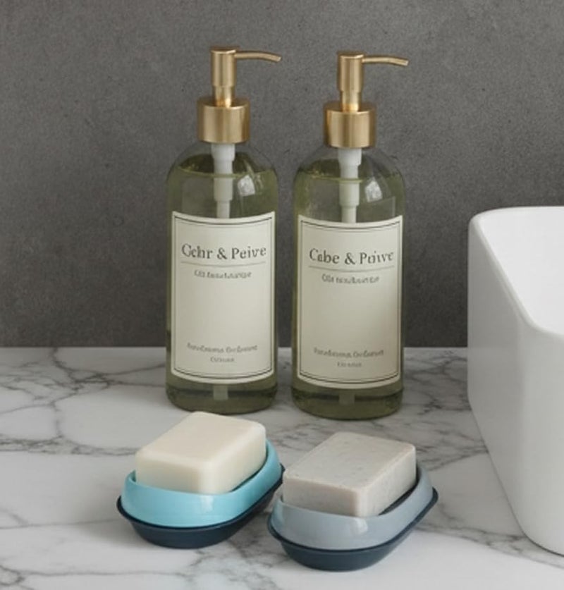 c s m CSM Soap Cases(Titanic-SC-BLGR) Soap Dish Self Drain Soap Holder - Set of 2 PCS (Blue, Grey) - Image 2